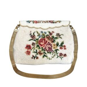 Vintage Denise Francelle Mini Bag White Floral Beaded